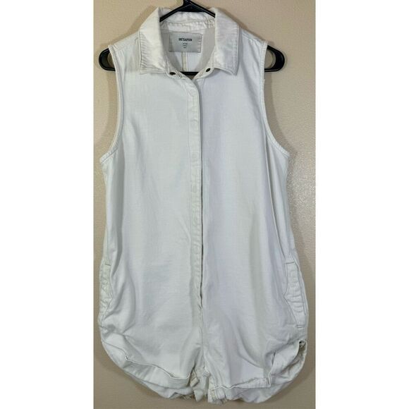 OneTeaspoon Women's White Mini Braxton Button Front Utility Playsuit Romper M - Picture 3 of 12